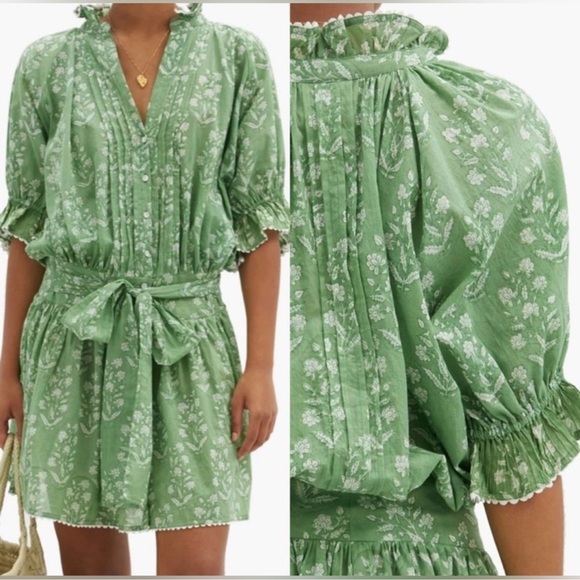 Juliet Dunn London Blouson Dress 100% Cotton Summer Floral Dainty Size 3 (L) - Picture 1 of 7